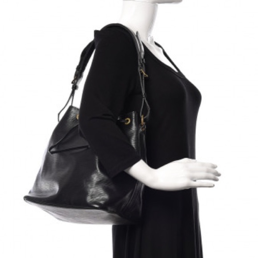 LOUIS VUITTON BLACK PETIT NOÉ LEATHER HANDBAG 💎 AUTHENTIC 💎 - Picture 9 of 13